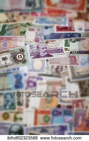 Stock Photo - Various historic international bank notes. Fotosearch
