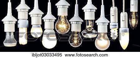 Stock Photography - "Various lamps, light bulbs, energy saving lamps and LED lamps". Fotosearch