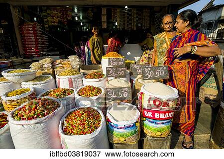Stock Photo - "Various noodles for sale in bags at an open air market, Mumbai, Maharashtra, India, Asia". Fotosearch