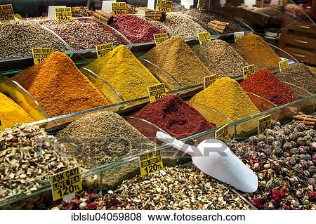"Various spices, Spice Bazaar, Istanbul, Turkey, Asia" View Large Photo Image Stock Photo - "Various spices, Spice Bazaar, Istanbul, Turkey, Asia". Fotosearch
