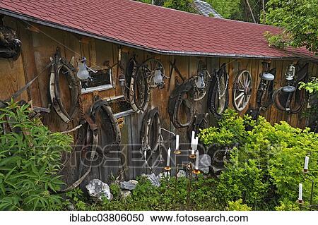 Stock Image - "Various yokes on the Carriage Museum, near Hinterstein, Allgau, Bavaria, Germany, Europe". Fotosearch