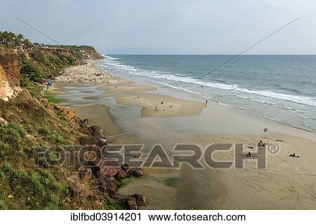 Stock Image - "Varkala Beach, cliffs, Varkala, Kerala, India, Asia". Fotosearch
