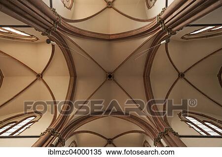 Stock Photography - "Vault of the Herz Jesu-Kirche, or Sacred Heart Church, built in the style of Historicism, consecrated in 1897, Freiburg, Baden-Wurttemberg, Germany, Europe". Fotosearch