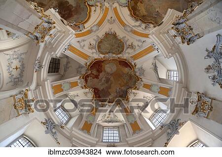 "Vault of the north transept arm with ceiling frescoes, Basilica of the Fourteen Holy Helpers, 1743-1772, architect Balthasar Neumann, Bad Staffelstein, Upper Franconia, Bavaria, Germany, Europe" View Large Photo Image Picture - "Vault of the north transept arm with ceiling frescoes, Basilica of the Fourteen Holy Helpers, 1743-1772, architect Balthasar Neumann, Bad Staffelstein, Upper Franconia, Bavaria, Germany, Europe". Fotosearch