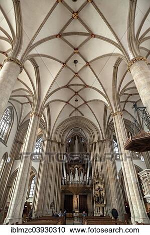 Stock Image - "Vault with organ loft of St. Lambert's Church, Westphalian late Gothic, Munster, Munsterland, North Rhine-Westphalia, Germany, Europe". Fotosearch