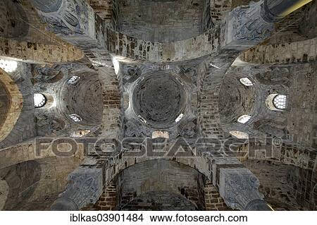 Picture - "Vault with three domes, unfinished, San Cataldo, Norman church from 1154, Palermo, Sicily, Italy, Europe". Fotosearch