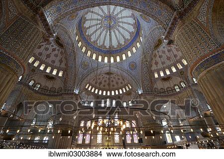 "Vaulted ceiling, ornate domes, interior of Sultan Ahmed Mosque, Blue Mosque or Sultanahmet Camii, Sultanahmet, Eminonu, Istanbul, European side, Istanbul Province, Turkey, European side, Europe" View Large Photo Image Picture - "Vaulted ceiling, ornate domes, interior of Sultan Ahmed Mosque, Blue Mosque or Sultanahmet Camii, Sultanahmet, Eminonu, Istanbul, European side, Istanbul Province, Turkey, European side, Europe". Fotosearch