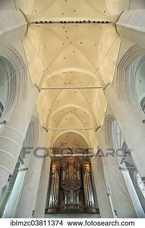 Picture - "Vaulted ceiling with Flentrop organ, Church of Saint Catherine, Hamburg, Germany, Europe". Fotosearch