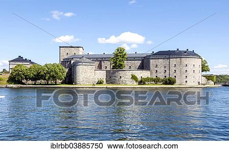 Stock Image - "Vaxholm fortress, near Vaxholm, Stockholm archipelago, Stockholm, Stockholm County, Sweden, Europe". Fotosearch