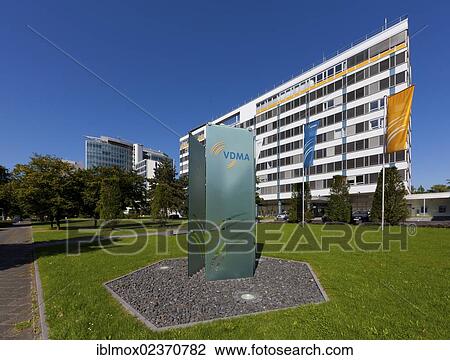 Stock Image - "VDMA building, Verband Deutscher Maschinen- und Anlagenbau, German machinery and engineering association, Niederrad business district, Frankfurt am Main, Hesse, Germany, Europe, PublicGround, Europe". Fotosearch