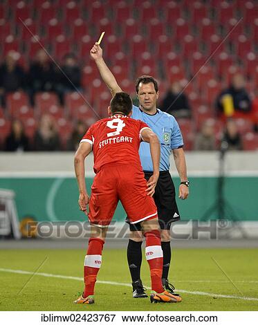 Vedad Ibisevic, VfB Stuttgart, receiving a yellow card from the referee Peter Sippel, Mercedes-Benz Arena, Stuttgart, Baden-Wuerttemberg, Germany, Europe View Large Photo Image Stock Photo - Vedad Ibisevic, VfB Stuttgart, receiving a yellow card from the referee Peter Sippel, Mercedes-Benz Arena, Stuttgart, Baden-Wuerttemberg, Germany, Europe. Fotosearch