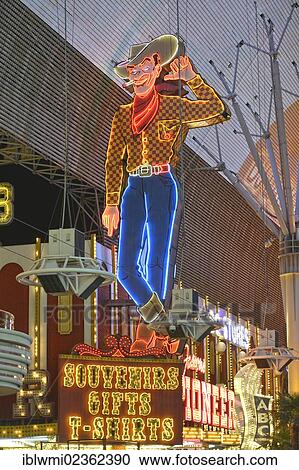 "Vegas Vic, the famous cowboy figure and landmark, neon sign in old Las Vegas, Pioneer Casino Hotel, Fremont Street Experience, Downtown Las Vegas, Nevada, United States of America, USA, PublicGround" View Large Photo Image Stock Image - "Vegas Vic, the famous cowboy figure and landmark, neon sign in old Las Vegas, Pioneer Casino Hotel, Fremont Street Experience, Downtown Las Vegas, Nevada, United States of America, USA, PublicGround". Fotosearch