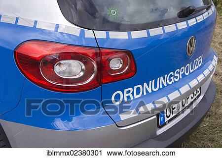 Stock Image - "Vehicle of the Ordnungspolizei, municipal police, Germany, Europe". Fotosearch