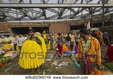 "Vendors at the flowermarket of Kolkata, India, Asia" View Large Photo Image Stock Photo - "Vendors at the flowermarket of Kolkata, India, Asia". Fotosearch