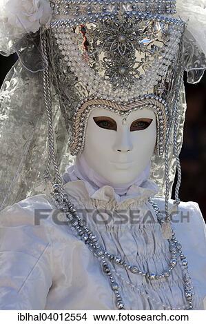 Picture - "Venetian Carnival mask and costume at the Venetian Fair on the historic market square, Ludwigsburg, Baden-Wurttemberg, Germany, Europe". Fotosearch