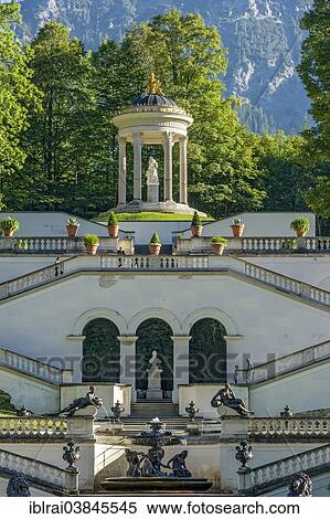 "Venus Temple above the terraced gardens, castle grounds, Linderhof Palace, Upper Bavaria, Bavaria, Germany, Europe" View Large Photo Image Stock Photography - "Venus Temple above the terraced gardens, castle grounds, Linderhof Palace, Upper Bavaria, Bavaria, Germany, Europe". Fotosearch