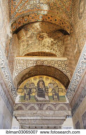 "Vestibule of the Warriors, Byzantine mosaic of the Virgin Mary between Justinian and Constantine with the symbol of Constantinople, Hagia Sophia, Sultanahmet, Istanbul, European side, Istanbul Province, Turkey, European side, Europe" View Large Photo Image Stock Photo - "Vestibule of the Warriors, Byzantine mosaic of the Virgin Mary between Justinian and Constantine with the symbol of Constantinople, Hagia Sophia, Sultanahmet, Istanbul, European side, Istanbul Province, Turkey, European side, Europe". Fotosearch