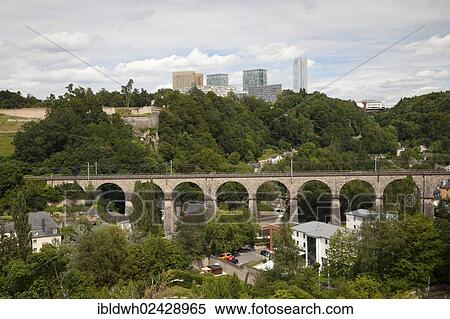 "Viaduct in the Grund district, the skyscrapers of the Kirchberg Plateau at the back, lower town, Luxembourg City, Luxembourg, Europe, PublicGround, Europe" View Large Photo Image Stock Photography - "Viaduct in the Grund district, the skyscrapers of the Kirchberg Plateau at the back, lower town, Luxembourg City, Luxembourg, Europe, PublicGround, Europe". Fotosearch