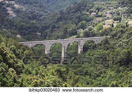 Stock Image - "Viaduct, Tourrettes-sur-Loup, Provence-Alpes-Cote d? ÇÖAzur, Departement Alpes-Maritimes, Region Provence-Alpes-Cote d? ÇÖAzur, France, Europe". Fotosearch