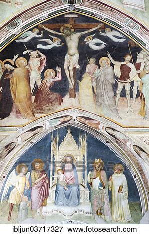 "Viboldone Abbey, frescoes of the Way of the Cross and the Virgin Mary with the baby Jesus and four saints, circa 1350, Gothic, Giottesque school, San Giuliano Milanese, Lombardy, Italy, Europe" View Large Photo Image Stock Photo - "Viboldone Abbey, frescoes of the Way of the Cross and the Virgin Mary with the baby Jesus and four saints, circa 1350, Gothic, Giottesque school, San Giuliano Milanese, Lombardy, Italy, Europe". Fotosearch