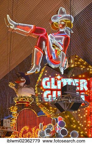 "Vicky, the famous cowgirl figure from the neon sign of the Glitter Gulch Casino Hotel, Fremont Street Experience in old Las Vegas, Downtown Las Vegas, Nevada, United States of America, USA, PublicGround" View Large Photo Image Stock Photo - "Vicky, the famous cowgirl figure from the neon sign of the Glitter Gulch Casino Hotel, Fremont Street Experience in old Las Vegas, Downtown Las Vegas, Nevada, United States of America, USA, PublicGround". Fotosearch