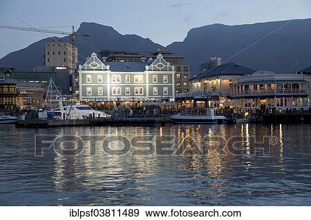Stock Photo - "Victoria and Alfred Waterfront at dusk, Cape Town, Western Cape, South Africa, Africa". Fotosearch