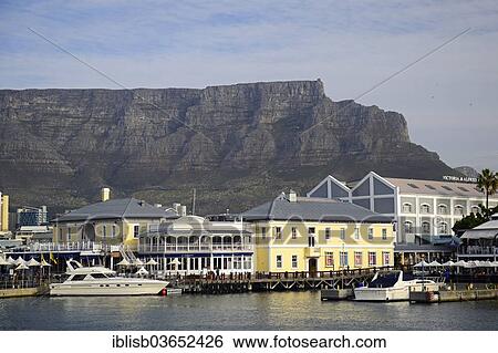 Stock Photograph - "Victoria and Alfred Waterfront, tourism centre, Table Mountain at back, Cape Town, Western Cape, South Africa, Africa". Fotosearch