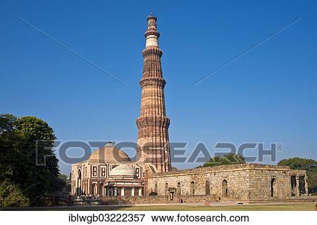 "Victory column and minaret of Qutb Minar from the Islamic ruler Qutb-ud-din Aibak and the Quwwat-ul-Islam Masjid Mosque, Unesco World Cultural Heritage Site, Qutb Minar, Delhi, India, Asia" View Large Photo Image Stock Photo - "Victory column and minaret of Qutb Minar from the Islamic ruler Qutb-ud-din Aibak and the Quwwat-ul-Islam Masjid Mosque, Unesco World Cultural Heritage Site, Qutb Minar, Delhi, India, Asia". Fotosearch