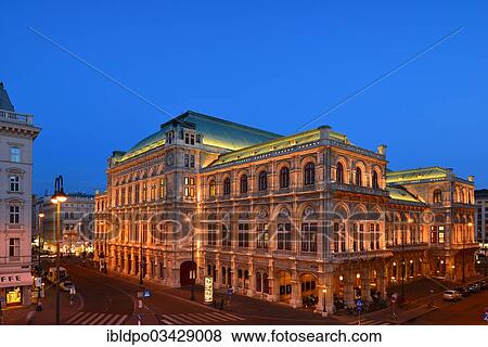 Stock Photo - "Vienna State Opera at dusk, Vienna, Vienna State, Austria, Europe". Fotosearch