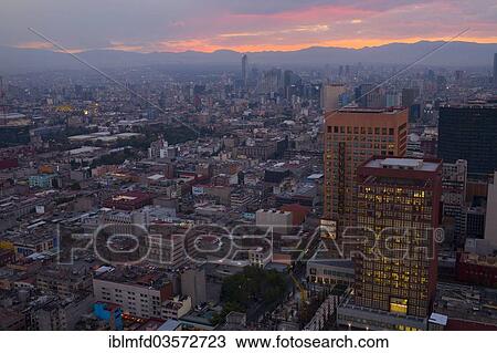 "View across of the city at sunset, from Torre Latinoamericana, Mexico City, Federal District, Mexico, North America" View Large Photo Image Stock Image - "View across of the city at sunset, from Torre Latinoamericana, Mexico City, Federal District, Mexico, North America". Fotosearch