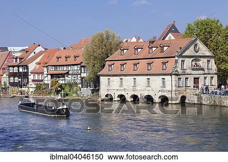 "View across Regnitz river towards Little Venice with the old slaughter house, Bamberg, Franconia, Bavaria, Germany, Europe" View Large Photo Image Stock Image - "View across Regnitz river towards Little Venice with the old slaughter house, Bamberg, Franconia, Bavaria, Germany, Europe". Fotosearch