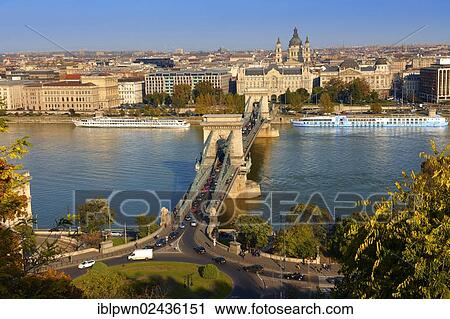 "View across the Danube to Pest from The Buda Castle Hill, with the Szecheni Chain Bridge, Szechenyi Lanchid, Budapest, Hungary, Europe" View Large Photo Image Stock Image - "View across the Danube to Pest from The Buda Castle Hill, with the Szecheni Chain Bridge, Szechenyi Lanchid, Budapest, Hungary, Europe". Fotosearch