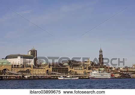 "View across the Elbe River to the St Pauli Landing Stages, Port of Hamburg, Hamburg, Germany, Europe" View Large Photo Image Stock Photography - "View across the Elbe River to the St Pauli Landing Stages, Port of Hamburg, Hamburg, Germany, Europe". Fotosearch