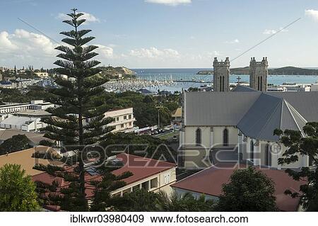 "View across the harbour and Saint-Joseph Cathedral, Noumea, Grande Terre, New Caledonia, Oceania" View Large Photo Image Stock Photo - "View across the harbour and Saint-Joseph Cathedral, Noumea, Grande Terre, New Caledonia, Oceania". Fotosearch