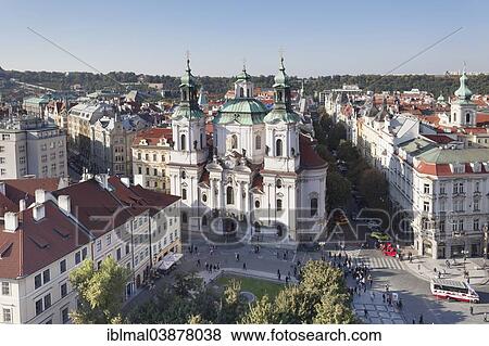 "View across the Old Town Square to St Nicholas Church, Prague, Bohemia, Czech Republic, Europe" View Large Photo Image Stock Photo - "View across the Old Town Square to St Nicholas Church, Prague, Bohemia, Czech Republic, Europe". Fotosearch