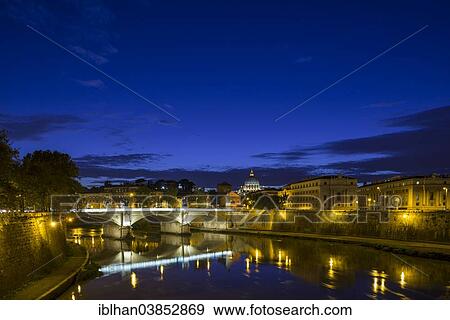 "View across the Tiber river to St. Peter's Basilica, from Ponte Sant'Angelo, Rome, Lazio, Italy, Europe" View Large Photo Image Stock Photo - "View across the Tiber river to St. Peter's Basilica, from Ponte Sant'Angelo, Rome, Lazio, Italy, Europe". Fotosearch