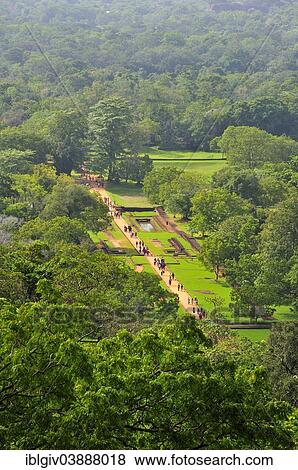 Stock Photo - "View from above of the lower ruins of the fortress at the Lion Rock, Sigiriya, UNESCO World Heritage Site, Sigiriya, Central Province, Sri Lanka, Asia". Fotosearch