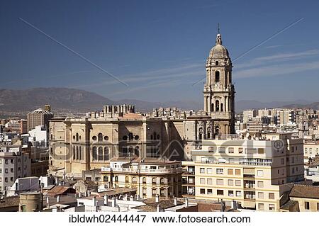 "View from Alcazaba Fortress towards the historic city centre and Catedral de la Encarnacion, Malaga Cathedral, Malaga, Andalucia, Spain, Europe" View Large Photo Image Stock Photo - "View from Alcazaba Fortress towards the historic city centre and Catedral de la Encarnacion, Malaga Cathedral, Malaga, Andalucia, Spain, Europe". Fotosearch