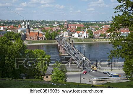 "View from Aleksotas Hill, Vytautas the Great Bridge, historic centre, Kaunas, Lithuania, Baltic States, Europe" View Large Photo Image Stock Photography - "View from Aleksotas Hill, Vytautas the Great Bridge, historic centre, Kaunas, Lithuania, Baltic States, Europe". Fotosearch