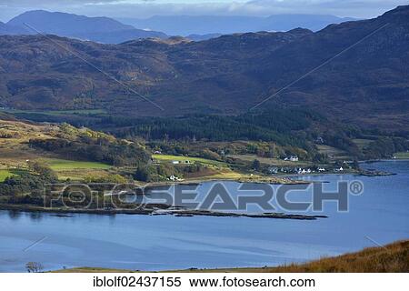"View from Applecross Pass Road over Loch Carron, Scotland, United Kingdom, Europe" View Large Photo Image Stock Photography - "View from Applecross Pass Road over Loch Carron, Scotland, United Kingdom, Europe". Fotosearch
