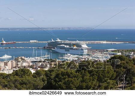 "View from Bellver Castle on the port of Palma de Majorca, Majorca, Balearic Islands, Spain, Europe" View Large Photo Image Stock Photo - "View from Bellver Castle on the port of Palma de Majorca, Majorca, Balearic Islands, Spain, Europe". Fotosearch