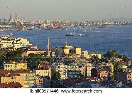 "View from Beyoglu over the Marmara Sea and Ueskuedar on the Asian shore, Istanbul, European side, Istanbul Province, Turkey, European side, Europe" View Large Photo Image Stock Photograph - "View from Beyoglu over the Marmara Sea and Ueskuedar on the Asian shore, Istanbul, European side, Istanbul Province, Turkey, European side, Europe". Fotosearch