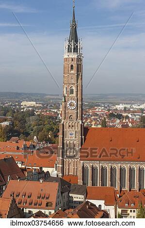 "View from Burg Trausnitz Castle over the historic city centre of Landshut with the Parish Church of St. Martin, Martinsmuenster, Landshut, Lower Bavaria, Bavaria, Germany, Europe" View Large Photo Image Stock Photograph - "View from Burg Trausnitz Castle over the historic city centre of Landshut with the Parish Church of St. Martin, Martinsmuenster, Landshut, Lower Bavaria, Bavaria, Germany, Europe". Fotosearch