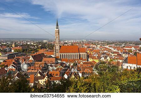 "View from Burg Trausnitz Castle over the historic city centre of Landshut with the Parish Church of St. Martin, Martinsmuenster, Landshut, Lower Bavaria, Bavaria, Germany, Europe" View Large Photo Image Stock Photography - "View from Burg Trausnitz Castle over the historic city centre of Landshut with the Parish Church of St. Martin, Martinsmuenster, Landshut, Lower Bavaria, Bavaria, Germany, Europe". Fotosearch