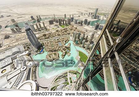 "View from Burj Khalifa, Dubai, United Arab Emirates, Asia" View Large Photo Image Stock Image - "View from Burj Khalifa, Dubai, United Arab Emirates, Asia". Fotosearch