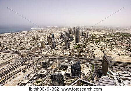 Stock Image - "View from Burj Khalifa, Dubai, United Arab Emirates, Asia". Fotosearch