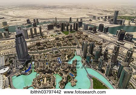 "View from Burj Khalifa, Dubai, United Arab Emirates, Asia" View Large Photo Image Stock Image - "View from Burj Khalifa, Dubai, United Arab Emirates, Asia". Fotosearch