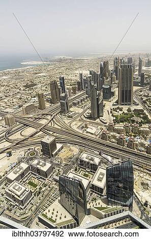 "View from Burj Khalifa, Dubai, United Arab Emirates, Asia" View Large Photo Image Stock Image - "View from Burj Khalifa, Dubai, United Arab Emirates, Asia". Fotosearch