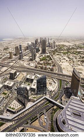 "View from Burj Khalifa, Dubai, United Arab Emirates, Asia" View Large Photo Image Stock Photography - "View from Burj Khalifa, Dubai, United Arab Emirates, Asia". Fotosearch
