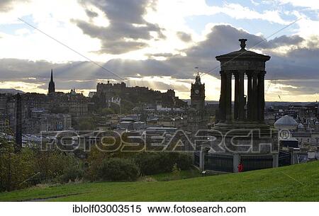 "View from Calton Hill with the Dugald Stewart Monument on the Edinburgh Castle and the historic city center, Edinburgh, Scotland, United Kingdom, Europe" View Large Photo Image Stock Photography - "View from Calton Hill with the Dugald Stewart Monument on the Edinburgh Castle and the historic city center, Edinburgh, Scotland, United Kingdom, Europe". Fotosearch
